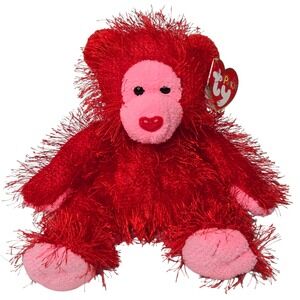 Ty Flame Punkies Bear 6" Romance Love Red Heart Nose 2003 NWT Vintage